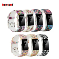 Honecumi For Fitbit Charge 2 Bands Sport Silicone Wristbands Bracelet For Fitbit Charge 2 Flower Patterns Small Large Size