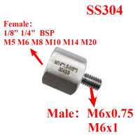 M6 Male to M5 M6 M8 M10–M20 Female Hex Reducer Bushing 304 Stainless Steel Adapter 1/8" 1/4"