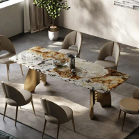 Luxury stone dining table new minimalist dining table modern villa home marble dining table and chairs