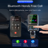 1.8 "Wireless Car Bluetooth 5.0 FM Transmitter Aux Receiver เครื่องเล่นเพลง USB Car Charger Quick 3.0 U Disktf Card แฮนด์ฟรี