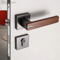 Bedroom Mute Security Door Lock Chinese Walnut Handle Door Locks Indoor Split Deadbolt Lockset Household High Quality Hardware