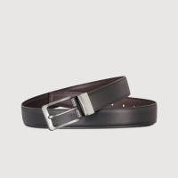 【BRAUN BUFFEL 德國小金牛】台灣總代理 商務型男 簡約造型穿針式皮帶-銀色(BF24S-RO227T-SNK)