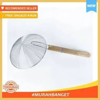 Saringan Parabola Gagang Kayu Panjang 40CM Jaring Kawat Stainless Ikatan 2 Lapis Tebal Murah Tahan P