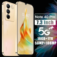 2024 NEW Note 40 Pro Smartphone 5G 7.3inch HD 16G+1TB Cell Phone Dual SIM Mobile Phones 50+108MP 6800mAh Android 14 Unlocked