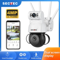 SECTEC 4MP WIFI Surveillance Camera CCTV Cam Security Protection Camera PTZ Outdoor Surveillance Cam IP66 Waterproof Night Visio