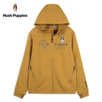 Hush Puppies 外套 男裝機能防風防潑水印花刺繡狗連帽外套