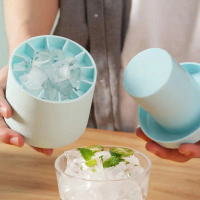 3D Ice Mold Food Grade Silicone Ice Storage Box, Cylinder Ice Mold, Round Ice Box