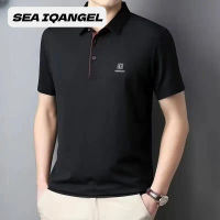 SEA IQANGEL Men's Polo Shirt Short Sleeve Breathable T-Shirt Collar Business Casual Commuter Short S
