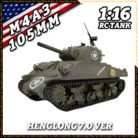 Henglong M4A3 Sherman Tanks 1/16 Army Tank Toy Remote Control Tank Vehicles Battle Simulation RC Military Toy Kids Birthday Gift