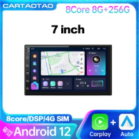 2din Android 12 universal 7 inch CarPlay Android auto Car Radio GPS Multimedia Video Player For Nissan Hyundai Kia Toyota Suzuki