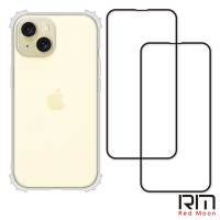 RedMoon APPLE iPhone15 Plus 6.7吋 手機殼貼3件組 鏡頭全包式軍規殼-9H玻璃保貼2入(i15Plus/i15+)