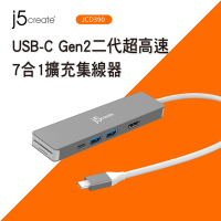j5create USB-C Gen2二代超高速 7合1擴充集線器-JCD390