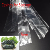 8 Meters Food Grade Casings for Sausage Salami Wide50mm Shell for Sausage Maker Machine Hot Dog Plastic Casing Inedible Casings