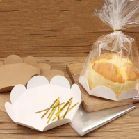 20pcs Handmade Cake Packaging Bag 6/8 Inch Cupcake Embry Toast Snack Bread Baking Transparent West Point Packaging Box
