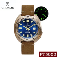 Cronos L6006M Turtle Diver Watch Men Bronze PT5000 Movement Automatic Rotating Bezel Sapphire Crysta