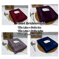 [Free Bridesmaids Card] Paket Seragam Bridesmaid Kain Tile Mutiara + Satin, Bahan Set Seragaman Brid