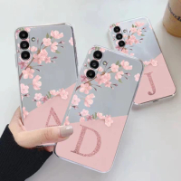For Samsung A34 5G Case Soft Slim Luxury A-Z Letters Back Cover Shockproof Fundas Clear Bags Bumper For Samsung Galaxy A 34 5G