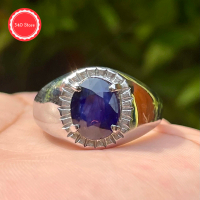Cincin Batu Blue Safire Sapphire Cutting Top Kristal Ring Titanium