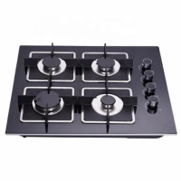 Kitchen Appliance Tempered Glass Built in Gas Hob Household 4 Burner Built In Gas Cooktop Ceramic Safety Device LPG NG Gas Stove