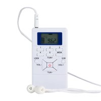 Mini Portable DSP Stereo FM Radio Digital Clock Receiver for Simultaneous Interpretation Clip-on Radio Earphone Lanyard