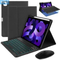 Bluetooth Backlight Keyboard and Mouse Case for iPad Air 4th 5th Gen iPad Pro 11 12.9 Inch iPad 10.2 10.5 with Pencil Holder