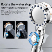 Pressurized Rain Shower Head High Pressure Jetting Nozzle Filter SPA Bathroom Accessories Turbo Water Saving Spray One-Key Stop