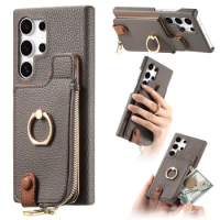 For Samsung S23 FE S 23 Plus 5G RFID Blocking Luxury Zipper Wallet Case For Samsung Galaxy S23 Ultra Case S23 S 23 Back Cover