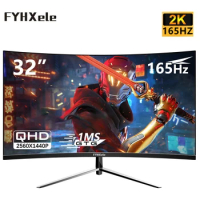 Gaming Monitor 32 inch 165hz Monitors Game 2K QHD PC MVA Curved R2800 Monitor for Desktop Displays HDMI Compatible Monitor