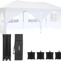 10x20 ft Pop Up Canopy Tent with 6 Sidewalls Canopy 10x20 with Carry Bag Outdoor Gazebo Canopy Tent Camping Tent Patio Event