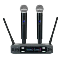Wireless Microphone System Professional 2 Channels Handheld Karaoke Mic for Party Meeting Church Show Home