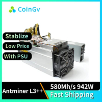 5PCS Bitmain Antminer L3++ 580Mh/s with Power Supply Refurbish Used 1.624J/MH 942W SHA256 LTC/DOGE Asic Miner L3++ Free Shipping