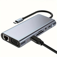 ฮับ USB-C 11-in-1 พร้อม HDTV VGA SD เครื่องอ่านการ์ด TF USB 3.0/2.0 RJ45 และรองรับ PD 87W Zweicx