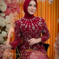 Kebaya Modern Laudya Tunik Maroon New Series