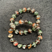聚寶盆四季幽靈單圈手鏈 天然彩幽靈綠紅幽靈手串