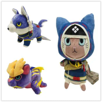 23-25cm New Anime Monster Hunter Rise Plush Doll Action Figure Model Ornaments Collections Toy Gaming Peripherals Kids Gifts