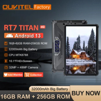 Oukitel RT7 TITAN 4G Rugged Tablet 32000mAh 8GB+256GB 10.1" FHD+ Android 13 Tablet 32MP+48MP Tablets PC