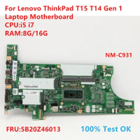NM-C931 For Lenovo ThinkPad T15 T14 Gen 1 Laptop Motherboard With CPU:i5 i7 FRU:5B20Z46013 100% Test OK