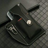 Tas HP Kulit Asli Model Terbaru dengan 1 Slot Roko dan Gantungan Kunci - Pria, Pinggang