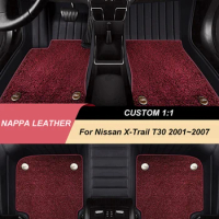 Custom NAPPA Leather Car Floor Mat For Nissan X-Trail T30 2001 2002 2003 2004 2005 2006 Carpets Rugs Interior Accessories
