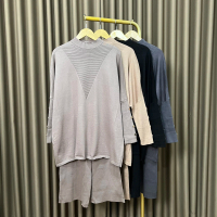 COOVI Isla Set Tunik Culotte Long Sleeve Knit - Setelan Wanita Tunik Celana Polos Premium