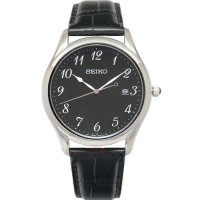 SEIKO 手錶 SUR305P1 精工 藍寶石鏡面 數字黑面 日期 黑色壓紋皮帶 男錶