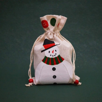 Japanese Style Artistic Cotton Linen Christmas Snowman Gift Bag for Husband Peaceful Fruit Christmas