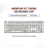 Mechanical Keyboard Keycaps 108 Key OEM Profile PBT Dye Sublimation Memphis R1 Theme White PC Game GK61 GK64 RK61 Anne Pro 2