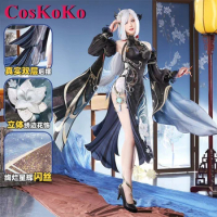 CosKoKo Shenhe Cosplay Game Genshin Impact Costume Deepavali Skin Gorgerous New Year Cheongsam Halloween Role Play Clothing S-XL
