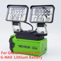 Outdoor LED Work Light For GREENWORKS 40V 2.0ah Lithium Battery 29472 29462 29252 Portable 56W 5600LM (Battery Not Included)