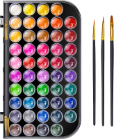50 Colors Washable Watercolor Paint Set with 6 Brushes Portable Travel Water Color Kit with Carrying