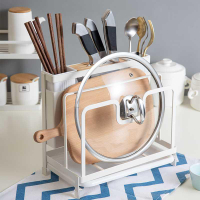 日式白色廚房多功能組合收納架刀架筷子勺子籠鍋蓋菜刀砧板架家用