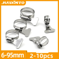 JUIDINTO 2-10pcs Worm Gear Hose Clamp 6-95mm Adjustable Key Clamp Hose Clip Stainless Steel for Water Pipe Automotive Mechanical
