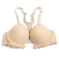 Sexy Women Bra Front Closure Thin 1/2 Cup Push Up Strength Y Straps Lace Underwire EU US CA UK 30 32 34 36 38 40 42 44 A B C D E