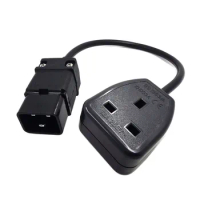 IEC 320 C20 Male Plug To UK Female Socket Power Rewireable Cord, 3G1.5mm Wire Gauge Cable, Convert the C19 To UK 3 Pin Plug